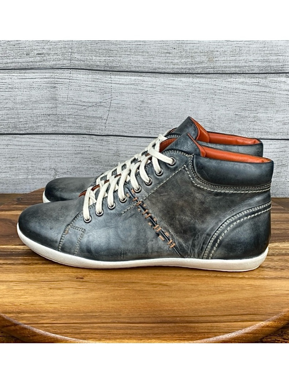 Roan by Bed Stu Jimmy High Top Lace Up Leather Sneakers Charcoal Grey Men’s 11